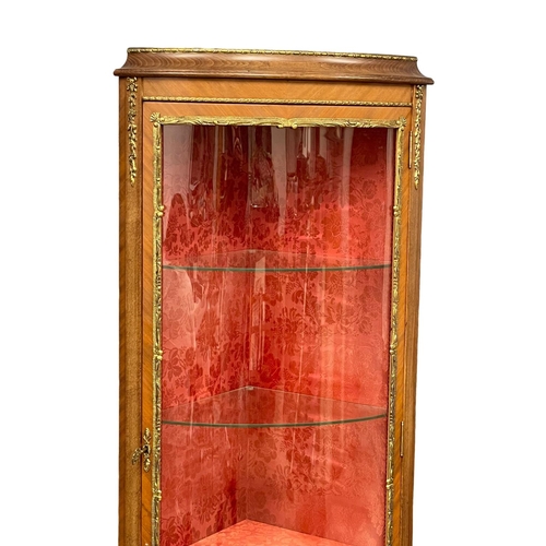 904 - An 18th century style French corner vitrine with brass mounts.  59x39x159cm