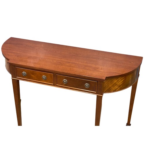 1092 - A Hepplewhite style mahogany hall table with 2 drawers. 126x47.5x77cm