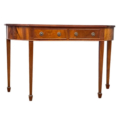 1092 - A Hepplewhite style mahogany hall table with 2 drawers. 126x47.5x77cm