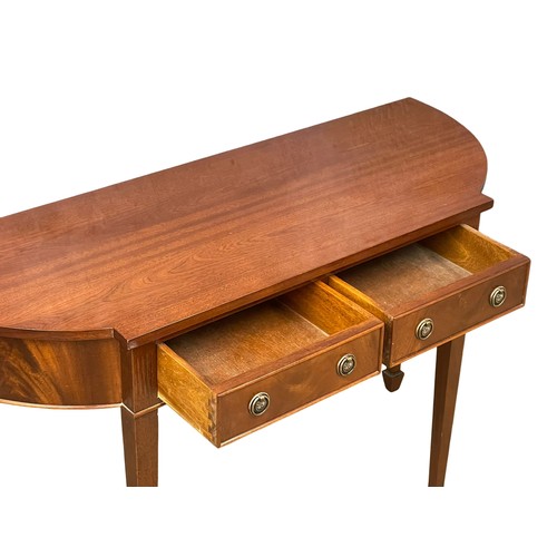 1092 - A Hepplewhite style mahogany hall table with 2 drawers. 126x47.5x77cm