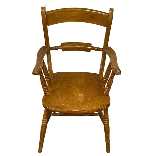 1105 - A Victorian kitchen chair with original scumble paint.