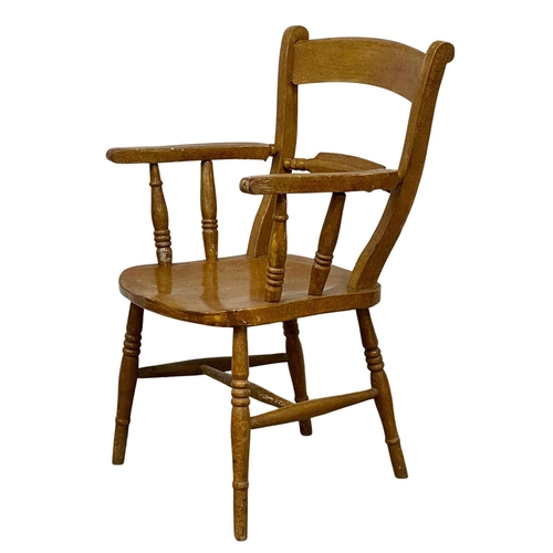 1105 - A Victorian kitchen chair with original scumble paint.