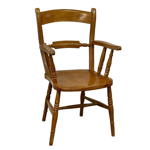 1105 - A Victorian kitchen chair with original scumble paint.