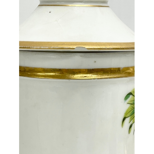 16 - A 19th century French porcelain Apothecary jar and lid. 20.5cm