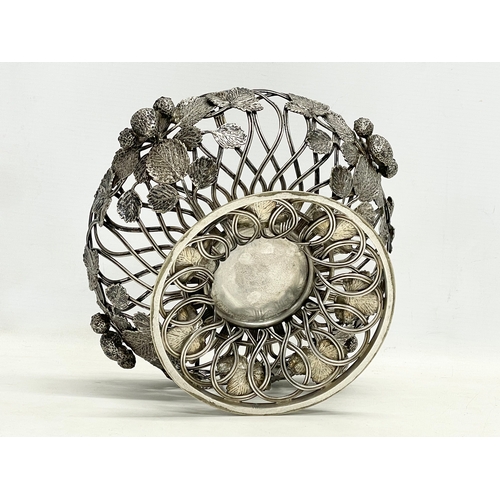 17 - A good quality late 19th century pierced silver plated bowl. 27x12cm