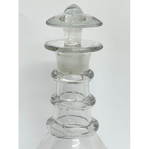 22 - An Irish Regency period small etched crystal decanter and stopper. Circa 1800-1810. 22cm