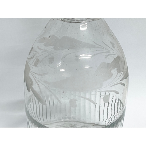 22 - An Irish Regency period small etched crystal decanter and stopper. Circa 1800-1810. 22cm