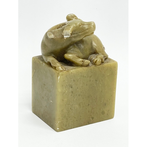 53 - A 19th century Chinese jade figure. 5x4x8cm