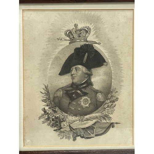 50 - An early 19th century engraving of King George III, after Sir William Beechey. In a rosewood frame. ... 