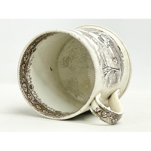 124 - An early to mid 19th century tankard mug with classical Roman pattern. 14x11x10cm