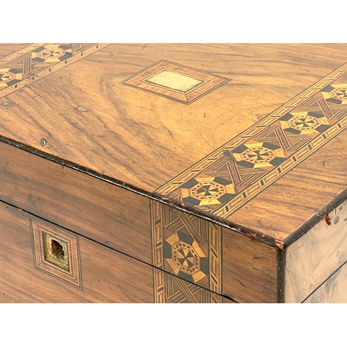 56 - A Victorian Tunbridge Ware walnut jewellery box. 30.5x22.5x14cm