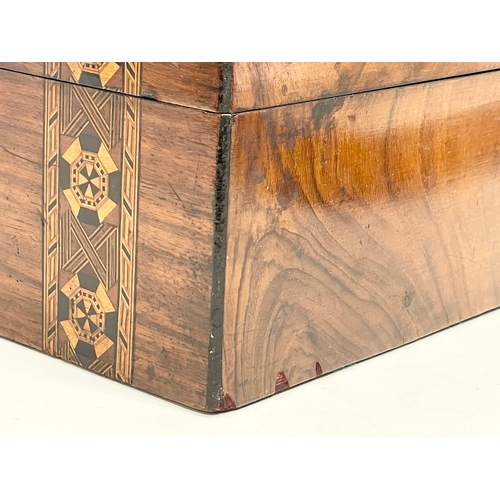 56 - A Victorian Tunbridge Ware walnut jewellery box. 30.5x22.5x14cm