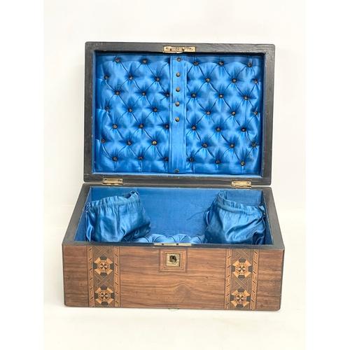 56 - A Victorian Tunbridge Ware walnut jewellery box. 30.5x22.5x14cm