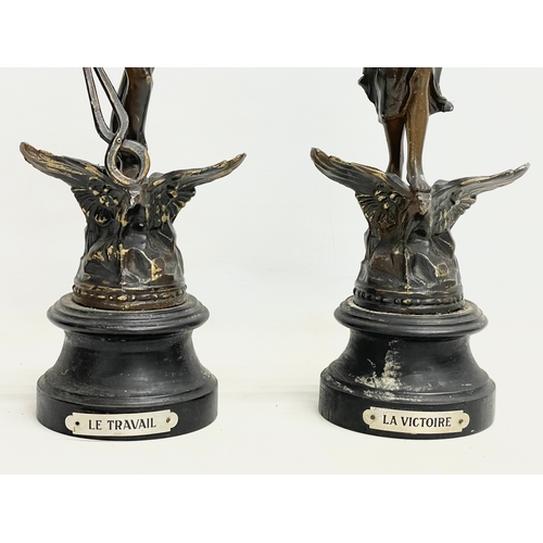 130 - A pair of late 19th century French spelter figures. 32.5cm