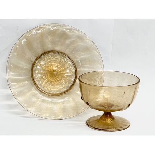 100 - A set of 6 early 20th century Venetian Murano Glass dessert bowls and saucers by Antonio Salviati