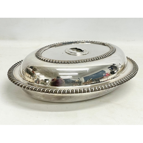 154 - 4 early 20th century silver plated food warmers. 30x21x15cm