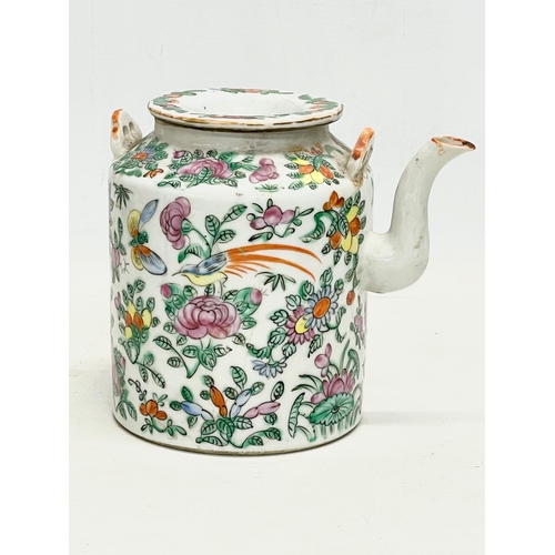 176 - A late 19th century Chinese Export Famille Rose pattern teapot. 16x14.5cm