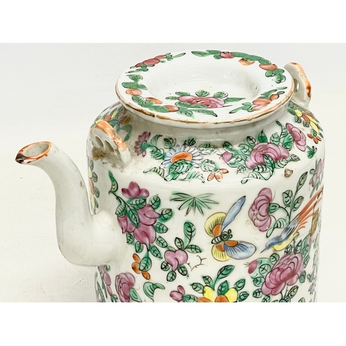 176 - A late 19th century Chinese Export Famille Rose pattern teapot. 16x14.5cm