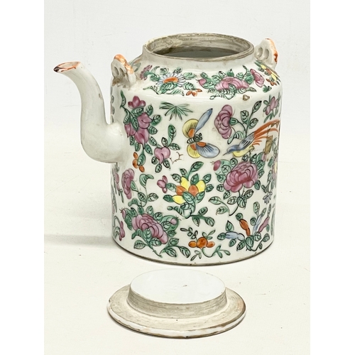 176 - A late 19th century Chinese Export Famille Rose pattern teapot. 16x14.5cm