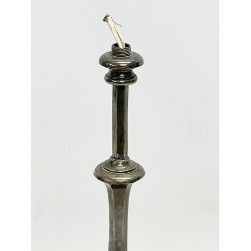 180 - An early 20th century silver plated brass table lamp. 15x31cm