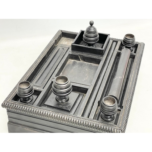 194 - A mid 19th century Anglo Indian ebonised desktop organiser. 36.5x27x12cm