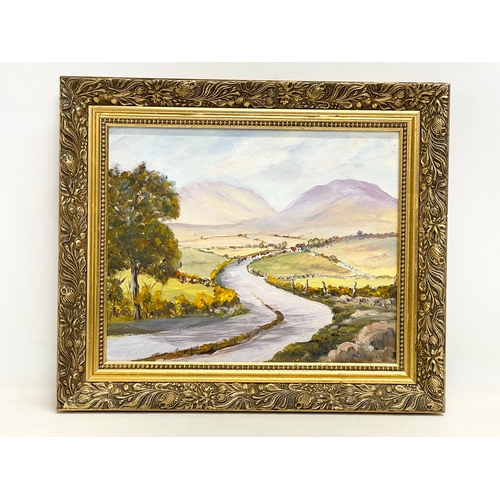 580 - An oil painting by Eddie O’Neill. The Mourne Mountains. 36x29.5cm. Frame 48x41cm