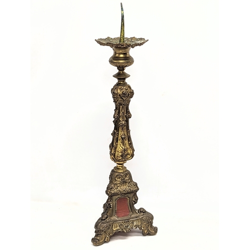 30B - A large pair of 19th century French ornate ecclesiastical brass candlesticks. Circa 1860/1870s. 69cm