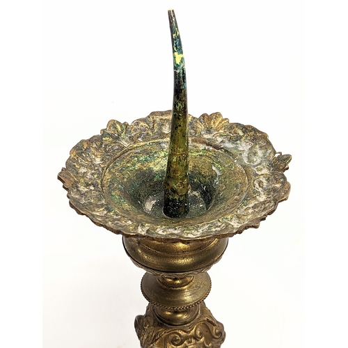 30B - A large pair of 19th century French ornate ecclesiastical brass candlesticks. Circa 1860/1870s. 69cm