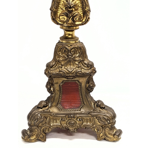 30B - A large pair of 19th century French ornate ecclesiastical brass candlesticks. Circa 1860/1870s. 69cm