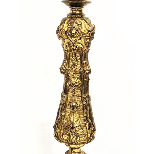 30B - A large pair of 19th century French ornate ecclesiastical brass candlesticks. Circa 1860/1870s. 69cm