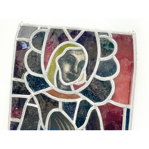 30F - A 19th century stained glass panel depicting Madonna figure. 46x60cm