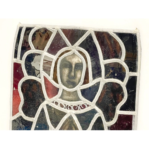 30H - A 19th century stained glass panel depicting religious figure. 46x60cm