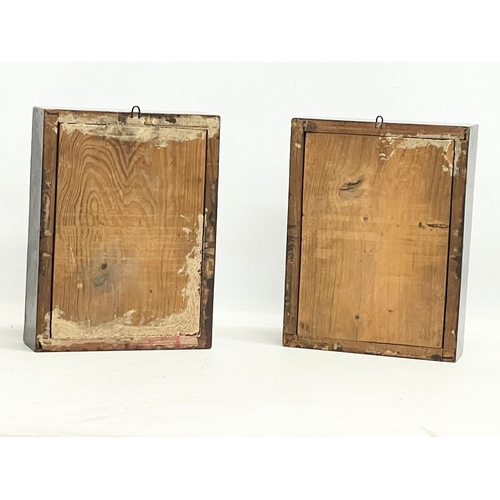 30K - A pair of 19th century icon pictures in shadow box frames. 20x7x26.5cm