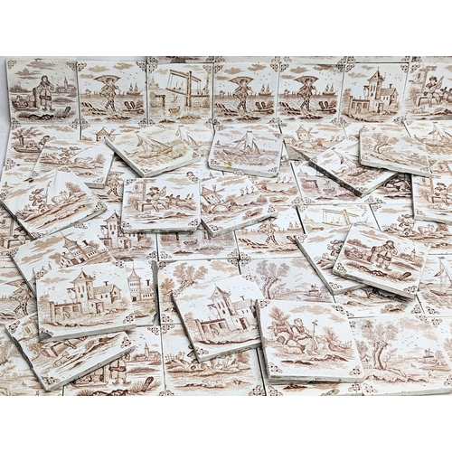 30C - A large quantity of 19th century Dutch tiles, (82 pieces). 12x12cm