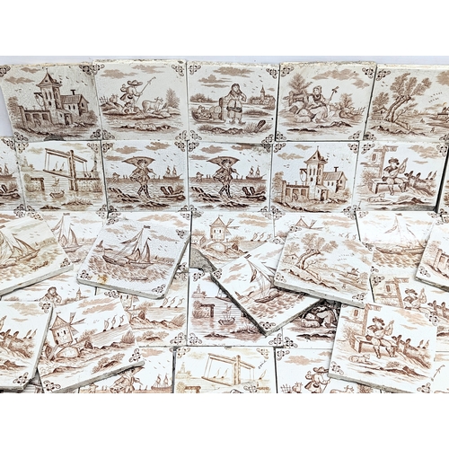 30C - A large quantity of 19th century Dutch tiles, (82 pieces). 12x12cm