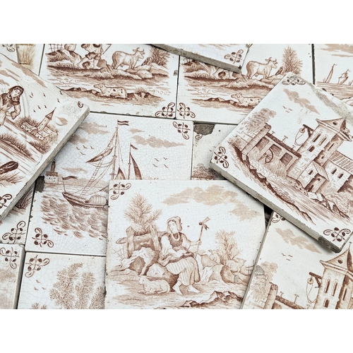 30C - A large quantity of 19th century Dutch tiles, (82 pieces). 12x12cm