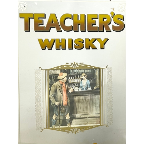 385G - A large vintage Teachers Whisky advertising mirror. The Right Spirit. 68x93cm