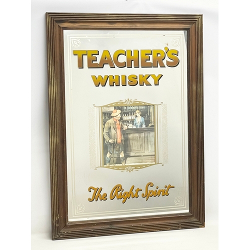 385G - A large vintage Teachers Whisky advertising mirror. The Right Spirit. 68x93cm