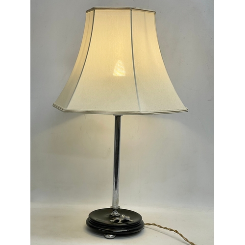 385J - A 1930’s Art Deco chrome table lamp. Base measures 18x43cm