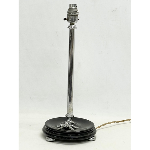 385J - A 1930’s Art Deco chrome table lamp. Base measures 18x43cm