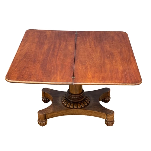 1162 - A William IV mahogany cut down turnover tea table. 91x45x60cm