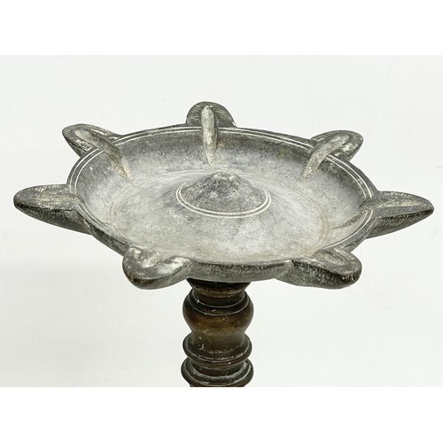 5 - A late 19th/early 20th century Indian bronze Diya lamp stand. 42cm.