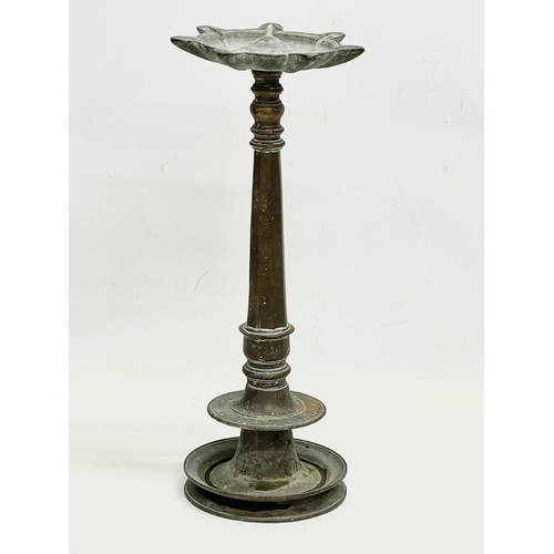 5 - A late 19th/early 20th century Indian bronze Diya lamp stand. 42cm.