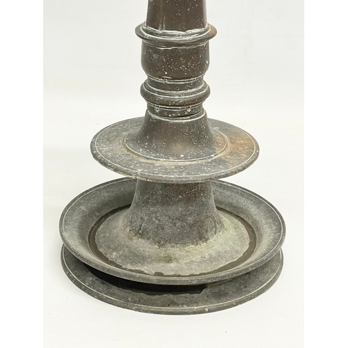 5 - A late 19th/early 20th century Indian bronze Diya lamp stand. 42cm.