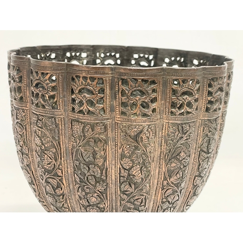 10 - A good quality 19th century Persian pierced copper 17.5x17.5x18.5cm