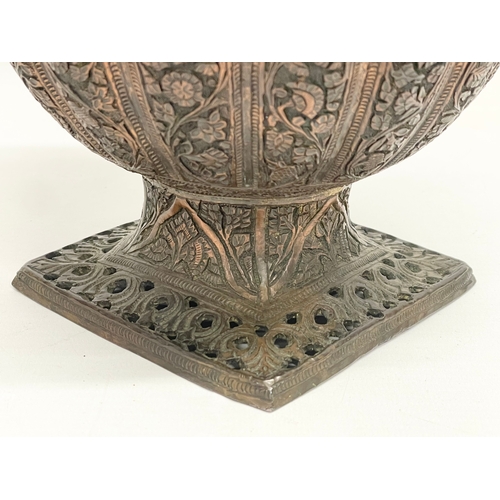 10 - A good quality 19th century Persian pierced copper 17.5x17.5x18.5cm