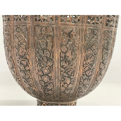 10 - A good quality 19th century Persian pierced copper 17.5x17.5x18.5cm