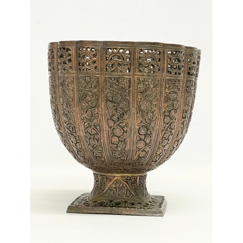 10 - A good quality 19th century Persian pierced copper 17.5x17.5x18.5cm