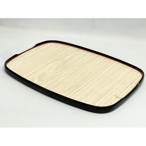 18 - A collection of Mid Century kitchenware. Teak coasters and stand, pig cocktail, double sided tray, 2... 