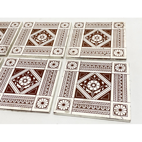 19 - A set of 6 Minton’s China Works tiles. 15.5x15.5cm